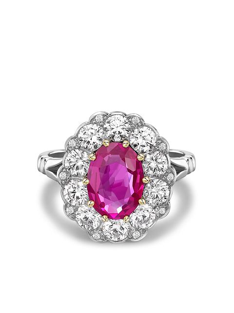 Pragnell Vintage platinum Contemporary Burmese pink sapphire and diamond ring