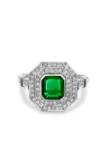 Pragnell Vintage 1911-1940 platinum Art Deco emerald and diamond target ring - Silver