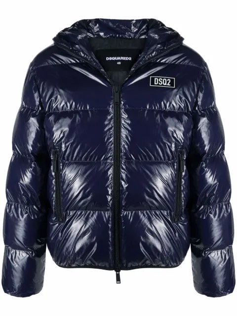 Shop Dsquared2 glossy puffer jacket 
