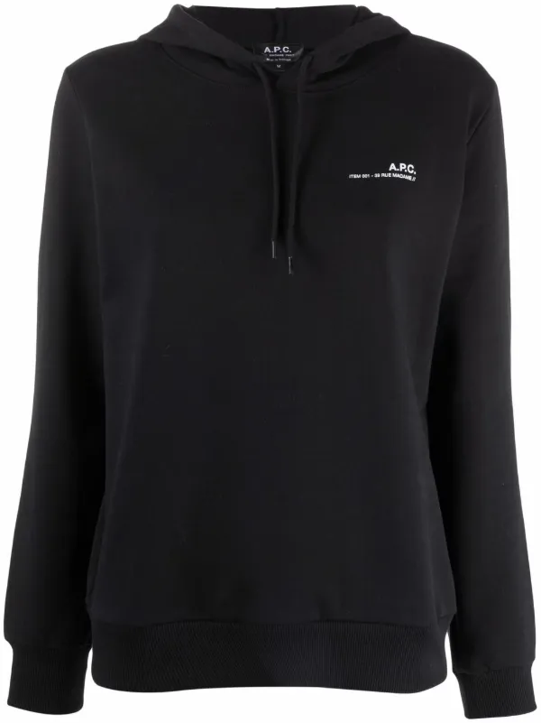 【送料関税込】A.P.C. Black Boxy Printed Micro Logo Hoodie Apc Black Hoodie Black Boxy Printed Micro Logo Hoodie By On Sale