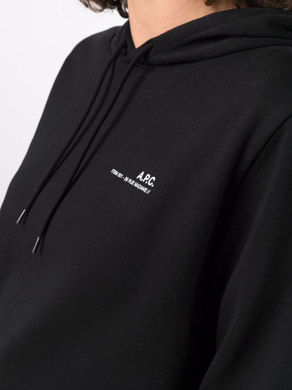 Shop Apc Logo-print Cotton Hoodie In Black