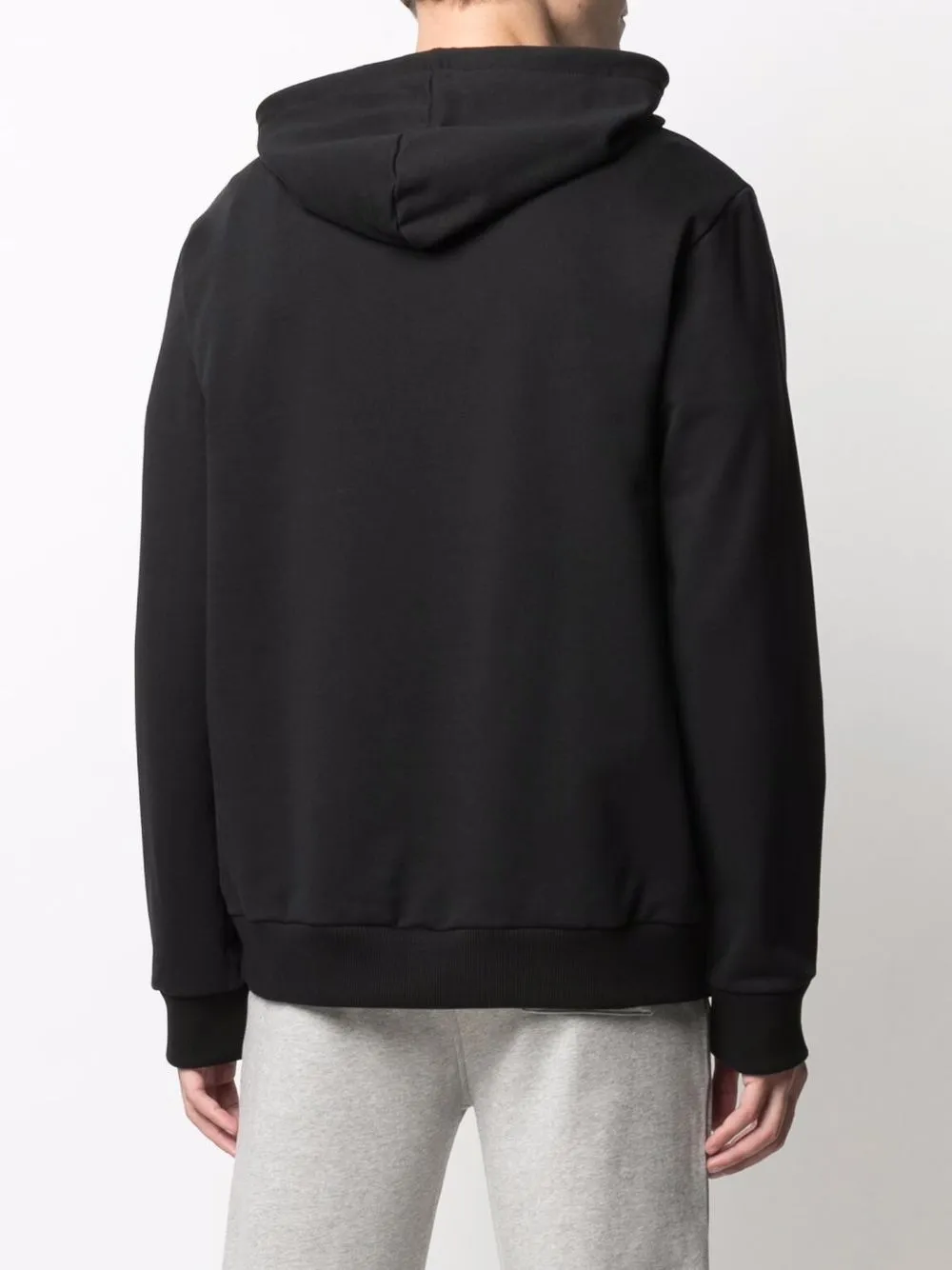 Shop Apc Logo-print Cotton Drawstring Hoodie In 黑色