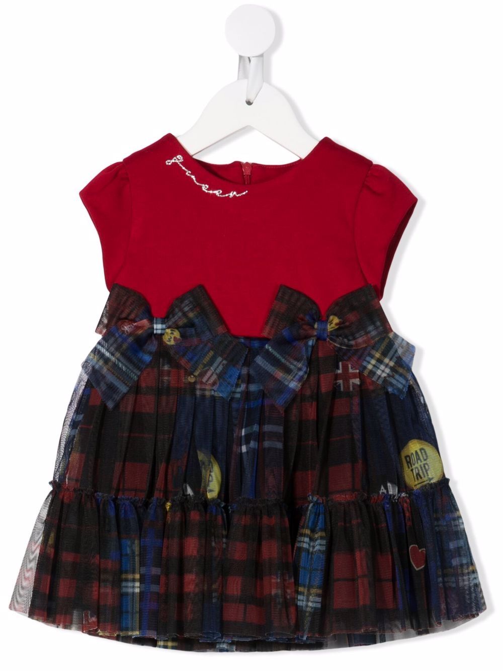 

Lapin House tartan-print bow-detail dress - Red