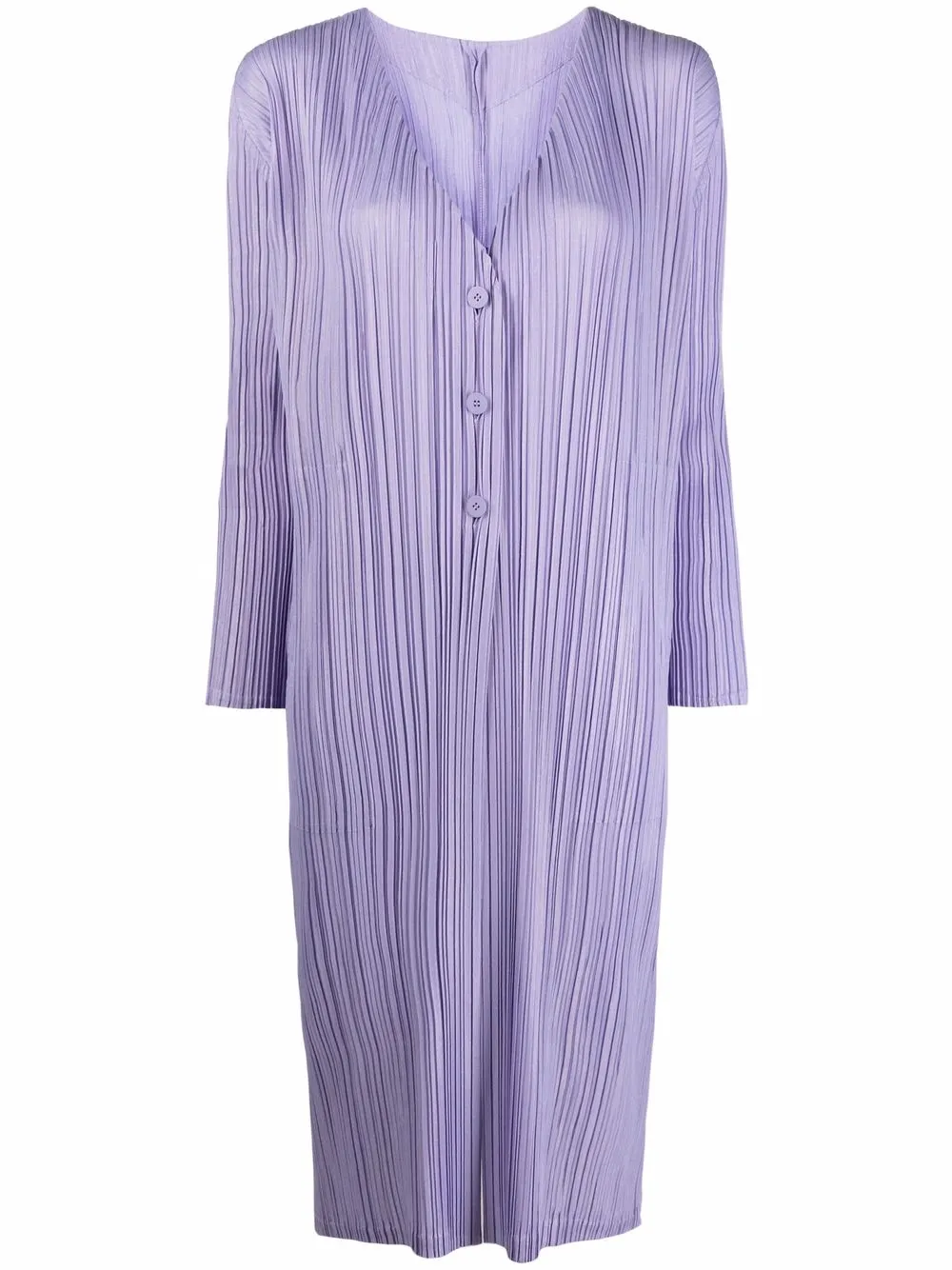Pleats Please Issey Miyake pleated button-front coat