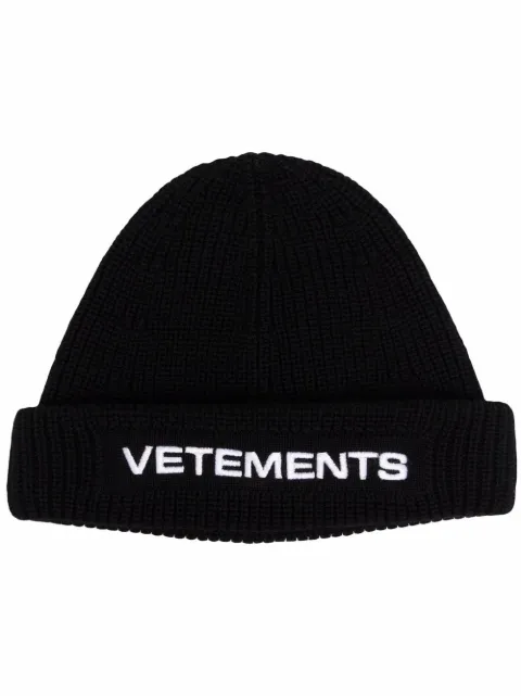 VETEMENTS embroidered-logo ribbed beanie