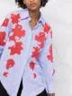 Valentino floral lace pinstripe shirt