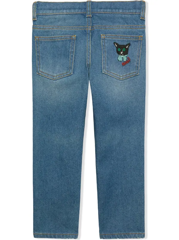 Gucci Kids embroidered-logo Denim Jeans Farfetch