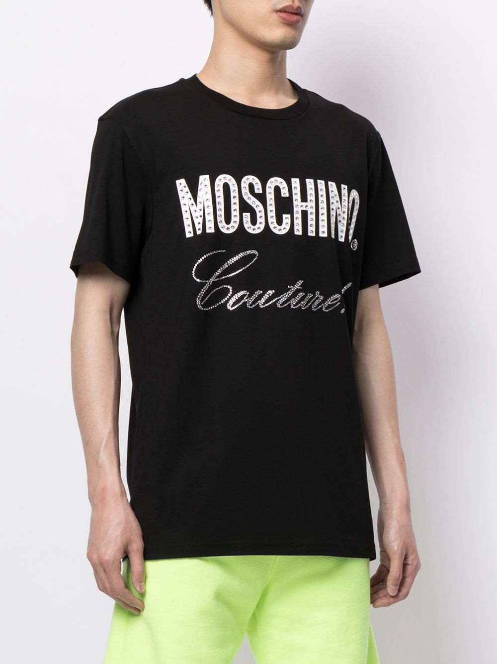 фото Moschino футболка с кристаллами и логотипом