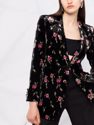 floral pattern single-breasted blazer jacket展示图