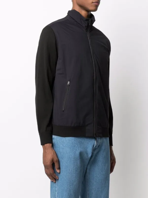 Shop Paul Shark Knit Sleeve Zip Up Jacket With Express Delivery Farfetch
