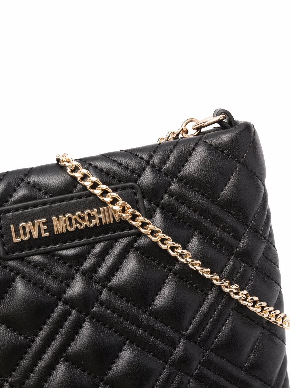 Shop Love Moschino Thin Quilted Faux-leather Bag In Black