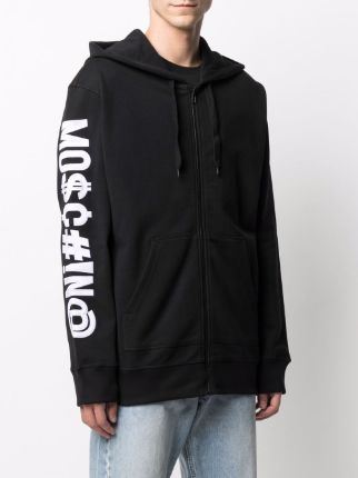 Symbols logo-print zipped hoodie展示图