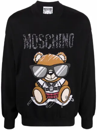 Shop Moschino teddy bear print sweater 