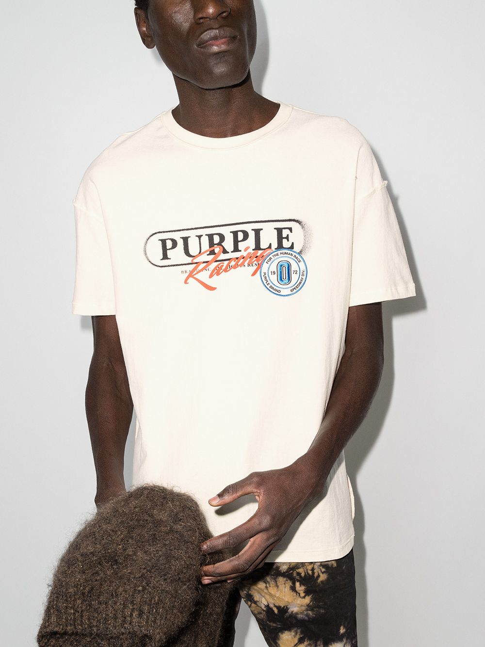 Purple Brand T-shirt met logoprint - Beige
