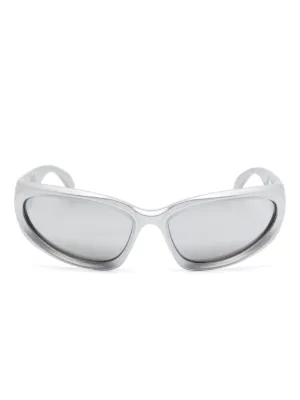 Balenciaga Eyewear 90s Oval ラップアラウンド サングラス | ホワイト