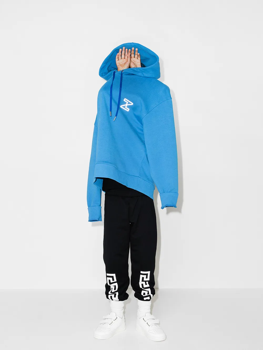 Versace Black Greca Print Cotton Track Pants In Black
