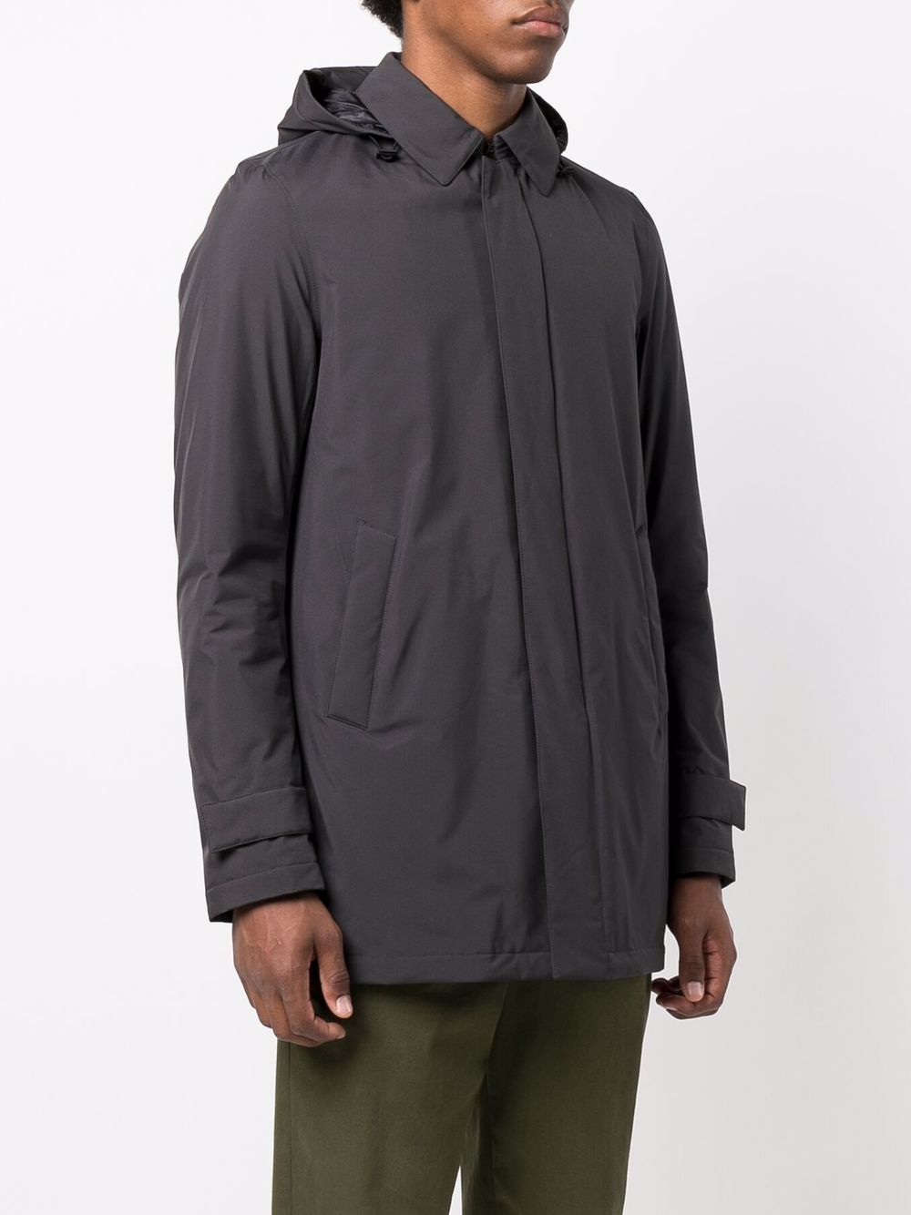 Shop Herno Padded Zip-front Hooded Coat In Grau