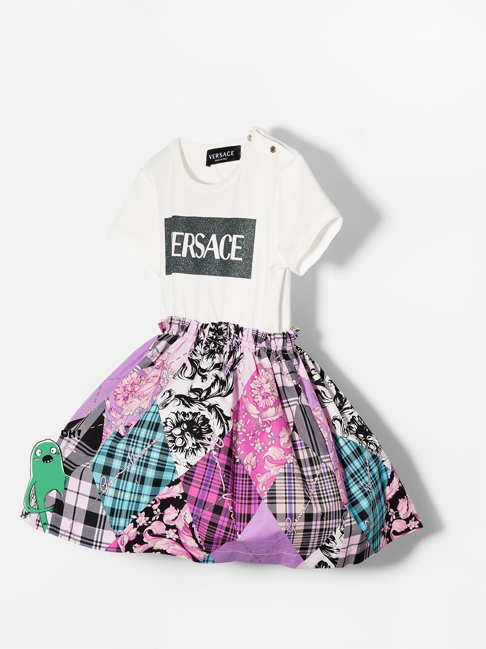 фото Versace kids платье в технике пэчворк с логотипом