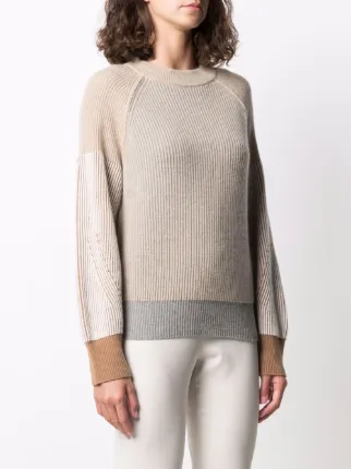 ribbed knit colour-blocked jumper展示图