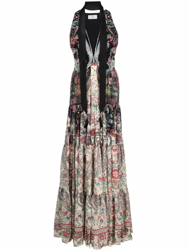 embroidered bodice maxi dress