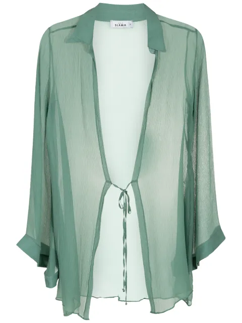 Amir Slama tie-front silk beach cover-up
