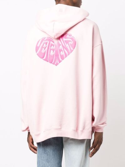 VETEMENTS graphic-print drawstring hoodie pink | MODES