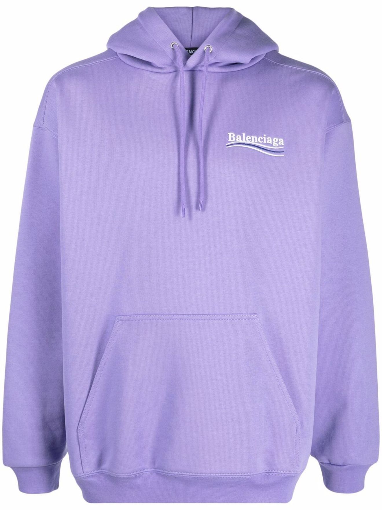 Balenciaga logo-print cotton hoodie purple | MODES