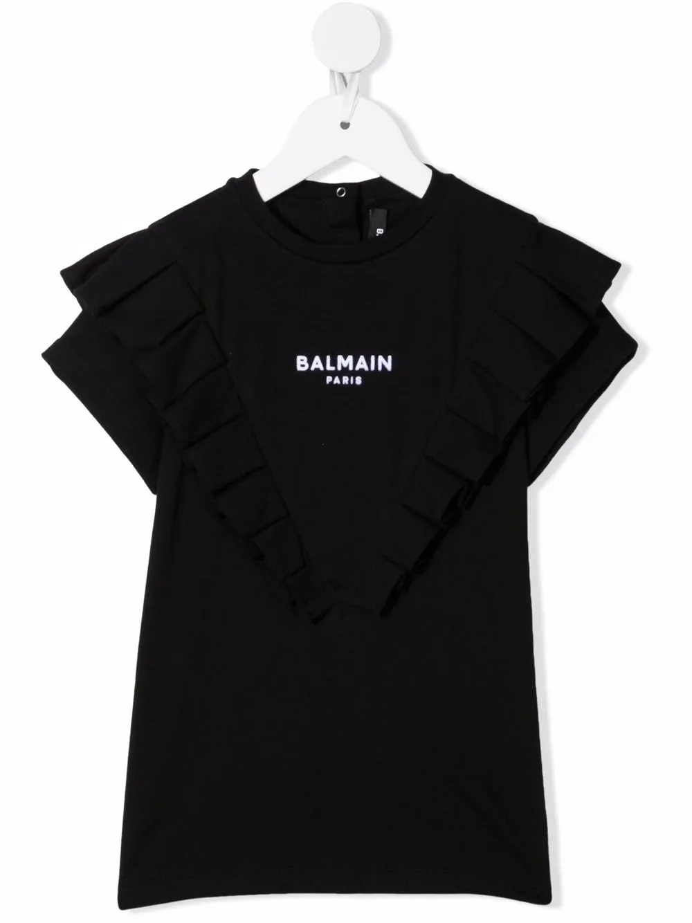 

Balmain Kids vestido estilo playera con logo - Negro