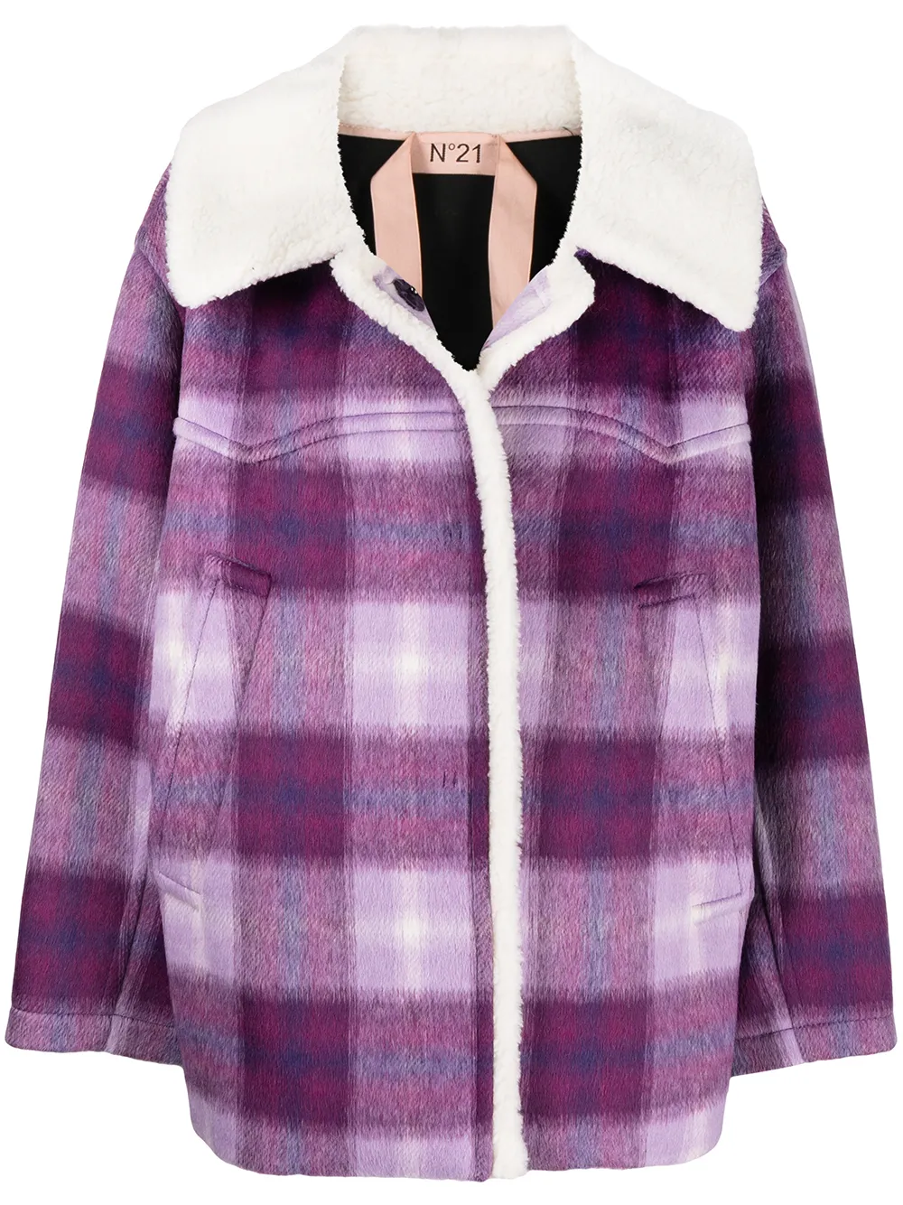 

Nº21 oversized check coat - Purple