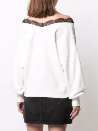 lace-trim off-shoulder sweatshirt展示图