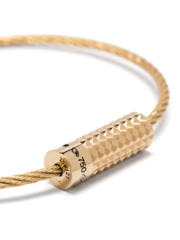 Le Gramme 18kt Yellow Gold Pyramid Guilloche Cable Bracelet | Gold