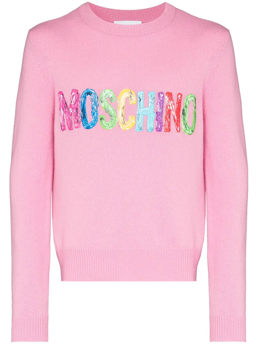 Image 1 of Moschino logo-print crew-neck jumper