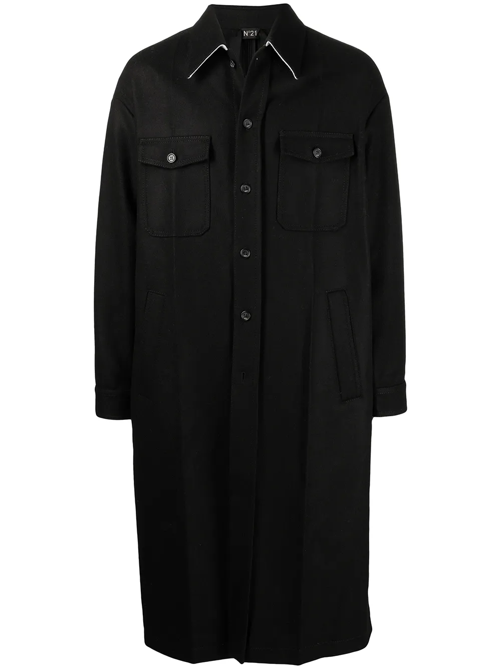 

Nº21 long mohair shirt coat - Black