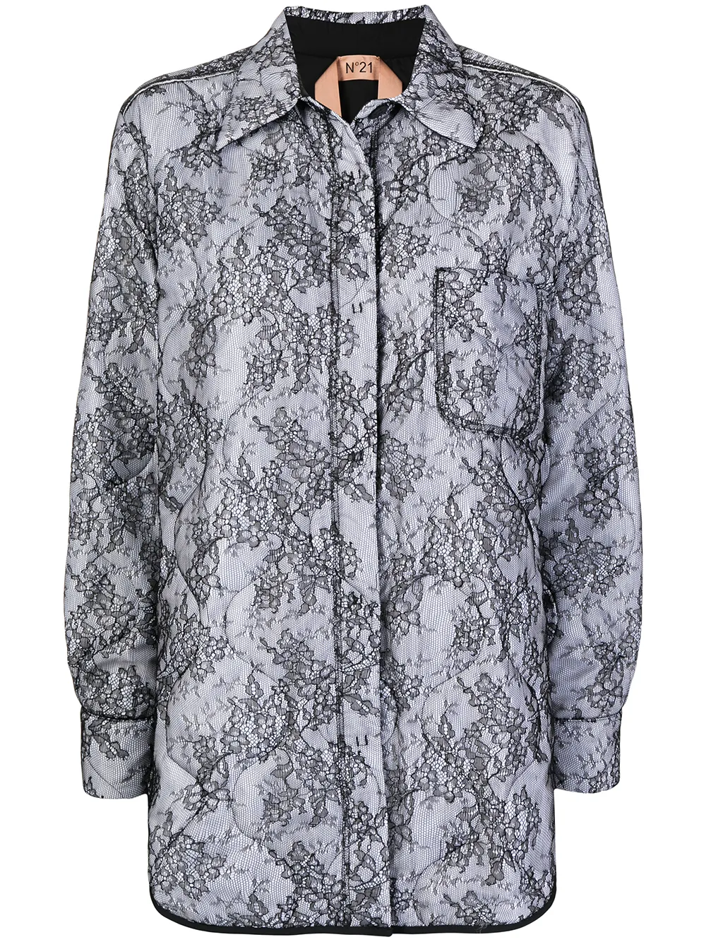 

Nº21 lace-print shirt jacket - Black
