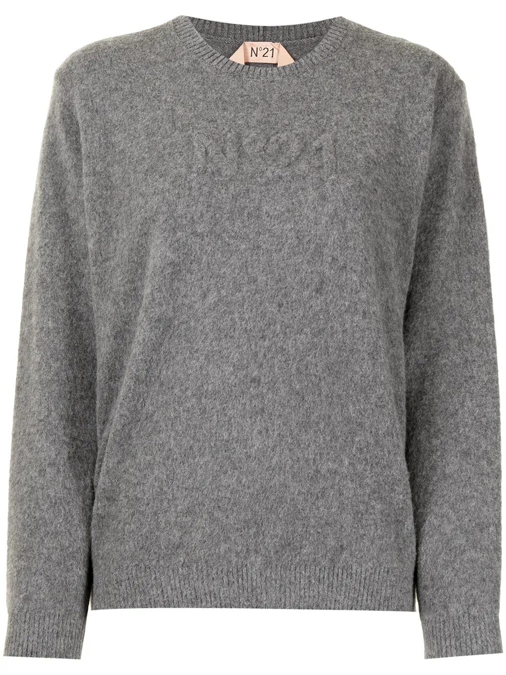 Nº21 Maglione con logo goffrato - Grigio