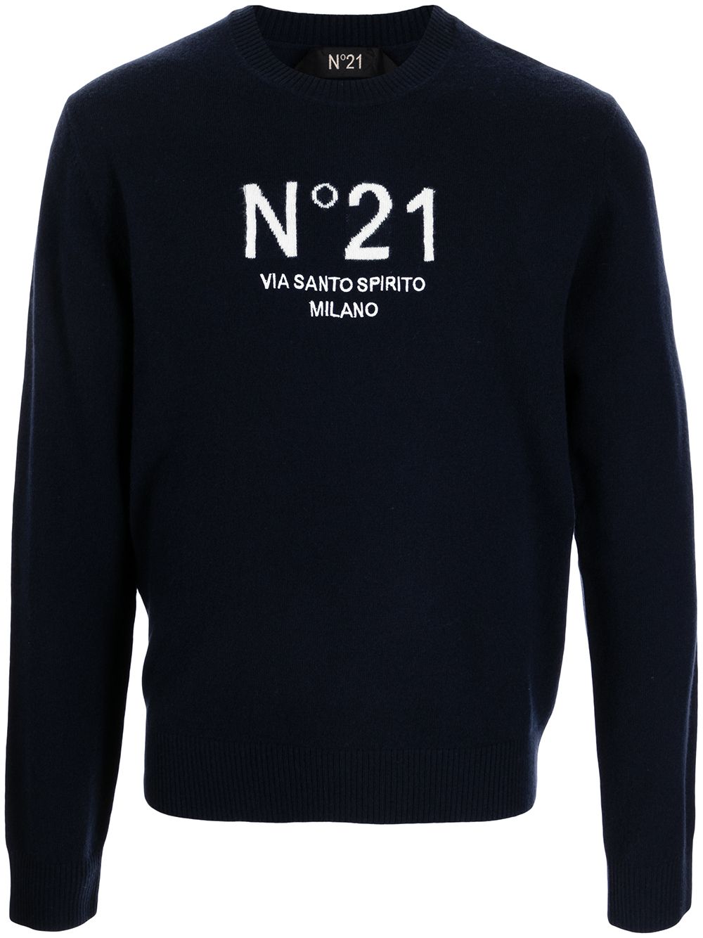 

Nº21 logo intarsia-knit wool jumper - Blue