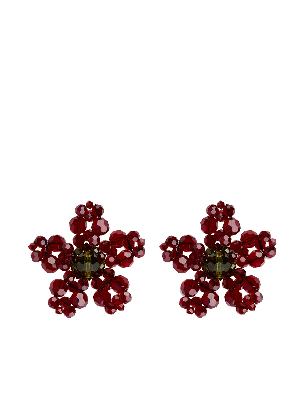 

Simone Rocha aretes con diseño floral - Rojo