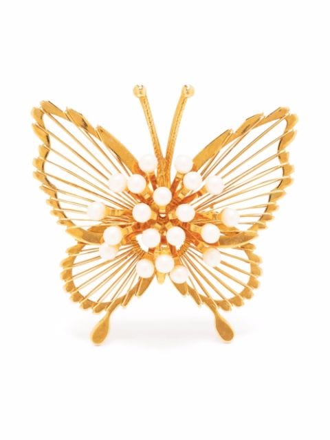 Monet Pre-Owned 1990s pear-embellished butterfly brooch