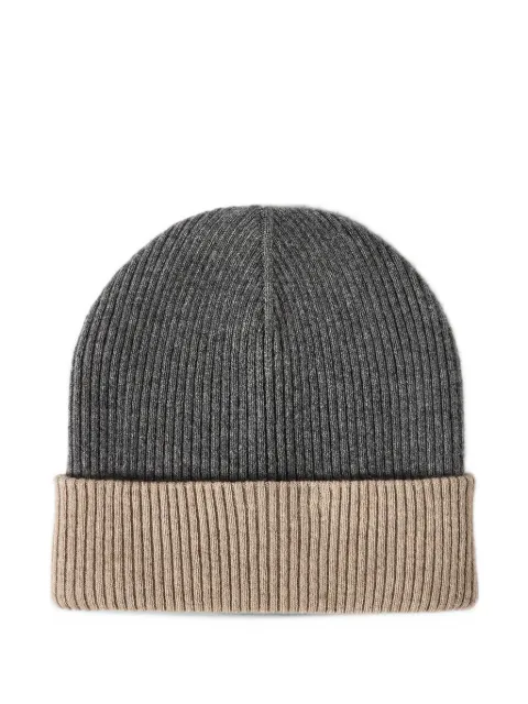 Brunello Cucinelli cashmere double knit ribbed beanie hat