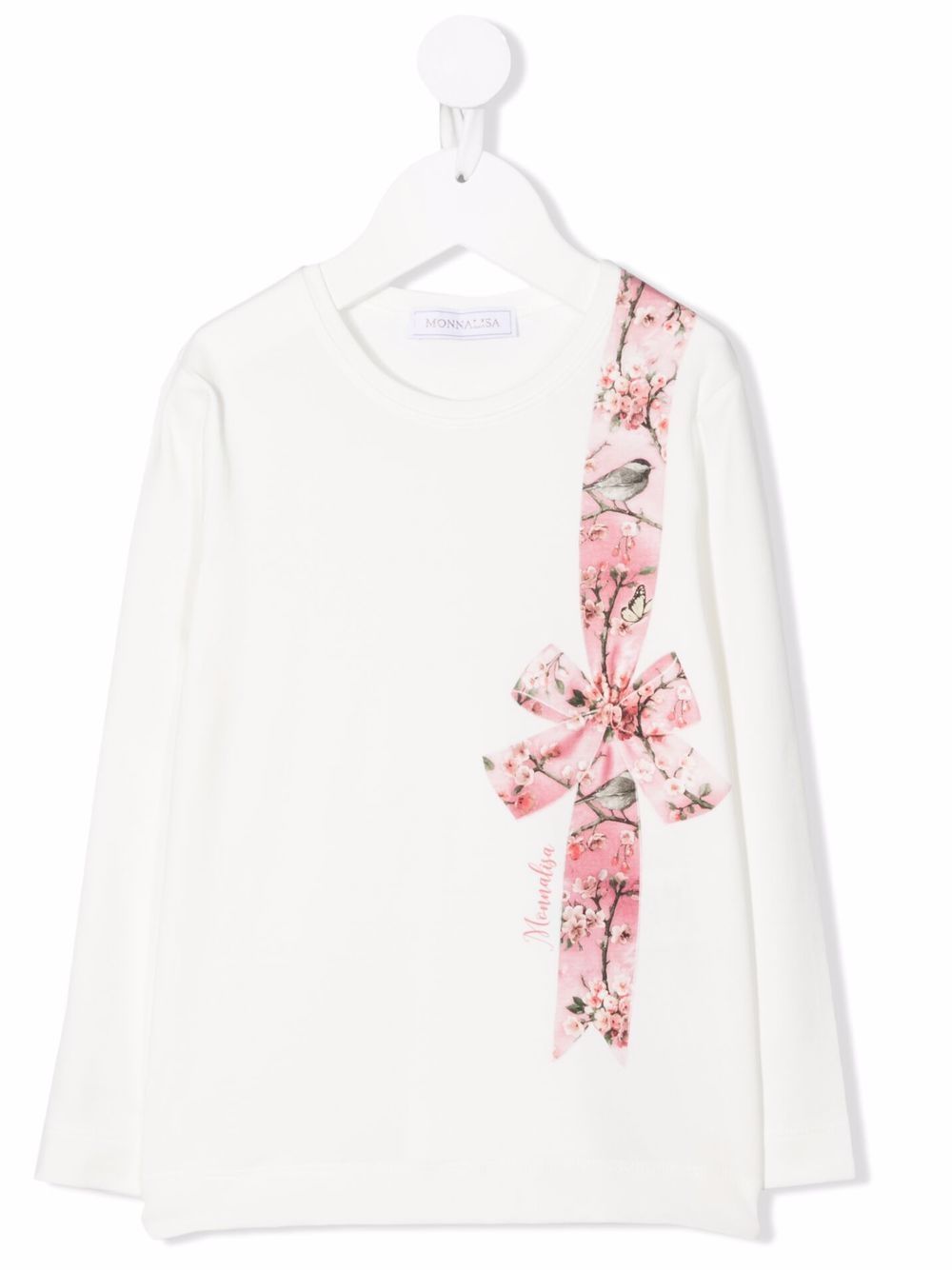 

Monnalisa bow-print long-sleeved T-shirt - White