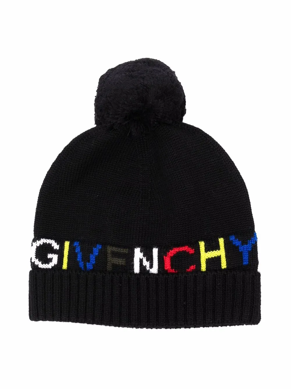 

Givenchy Kids gorro tejido con logo en intarsia - Negro