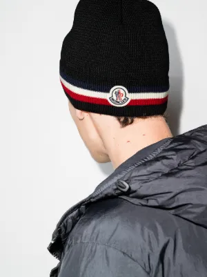 moncler striped beanie