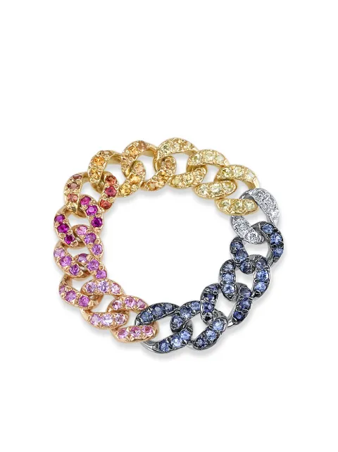 SHAY 18kt yellow and rose gold Links Essential rainbow gemstone ring