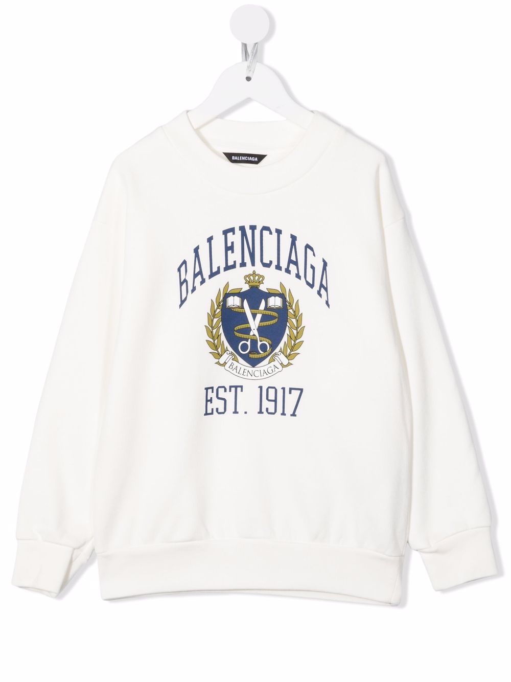 Balenciaga Kids crest-print cotton sweatshirt - White