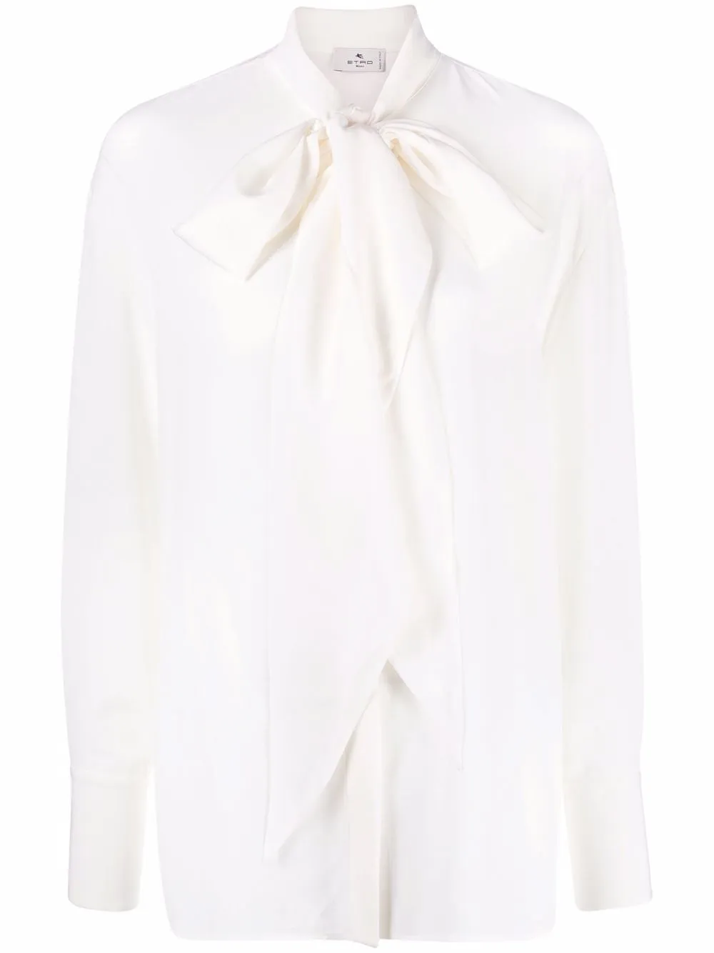 

ETRO blusa de seda con lazo en el cuello - Blanco