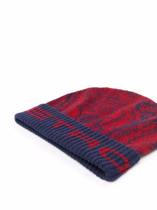 paisley-pattern wool beanie展示图