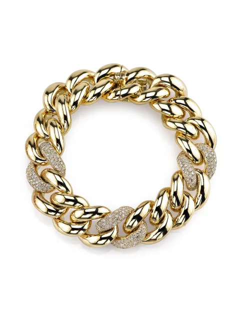 SHAY 18kt yellow gold diamond triple pave jumbo link bracelet