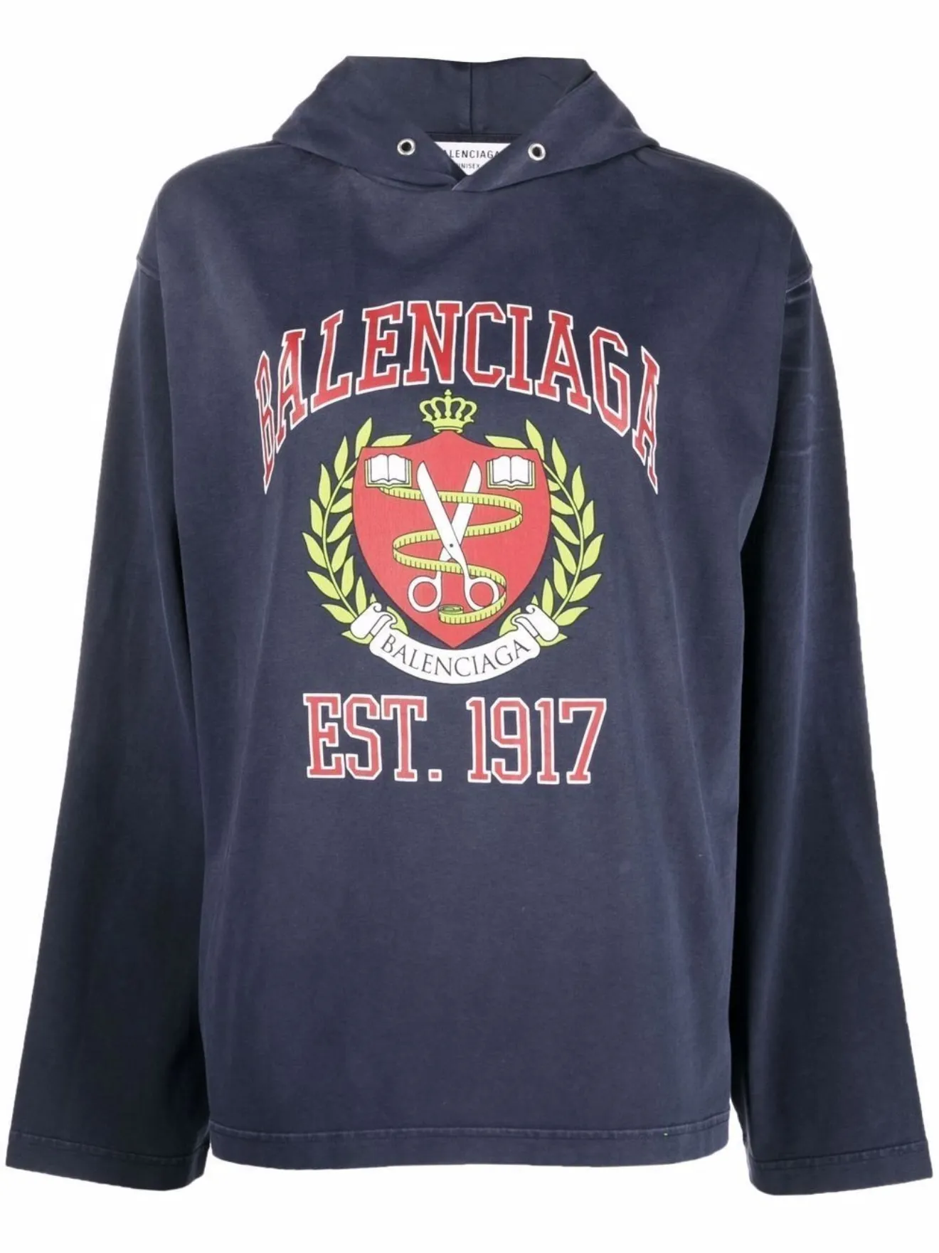 Balenciaga College crest-print hoodie blue | MODES
