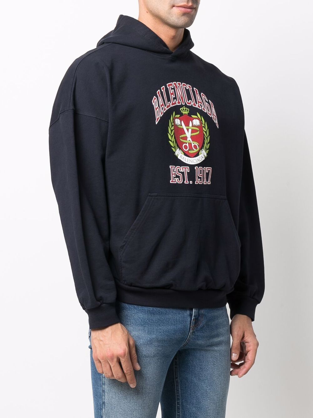 Balenciaga crest-motif Cotton Hoodie - Farfetch