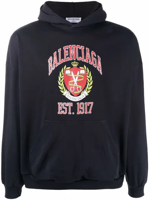 Balenciaga crest-motif cotton hoodie 